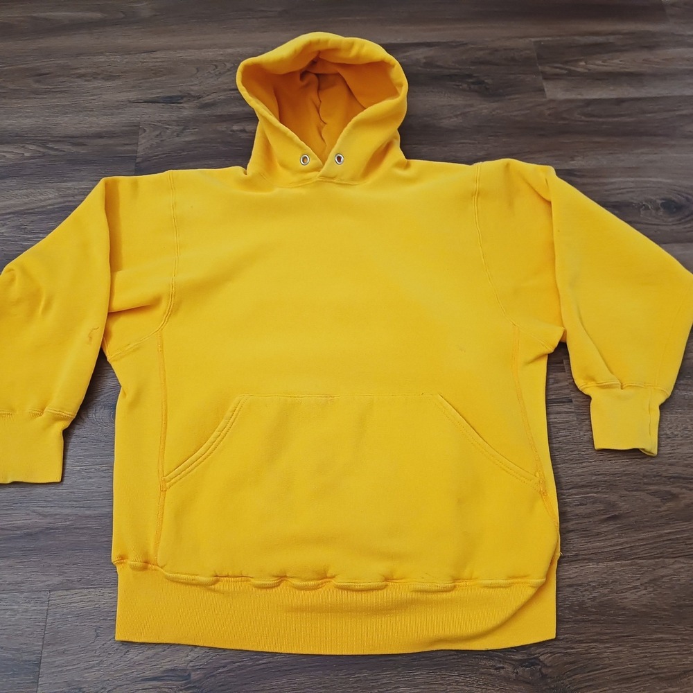 Vintage Sand-Knit MacGregor Hoodie Yellow Reverse Weave Style XL Made in USA